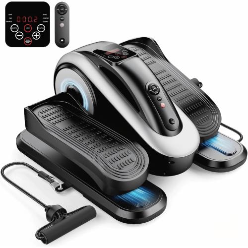 LVPIMAN Under Desk Elliptical Machine,Electric Leg Exerciser for Seniors,12 Adjustable Speeds&12 Modes with Remote Control,Elastic Rope,Manual&Auto Mode for Home Office