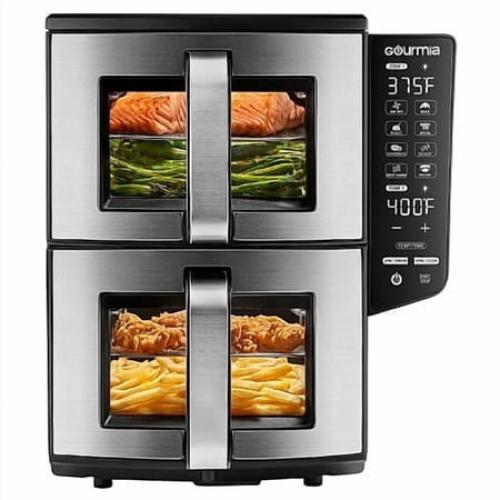 Gourmia 11 Quart Dual Basket Air Fryer with Smart Finish & 4-Layer Cooking