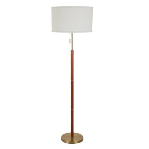Size 58 Color Brown Simplee Adesso Wood and Brass 58H Walnut Finish Floor Lamp with Pull Chain, Transitional, Adult Use