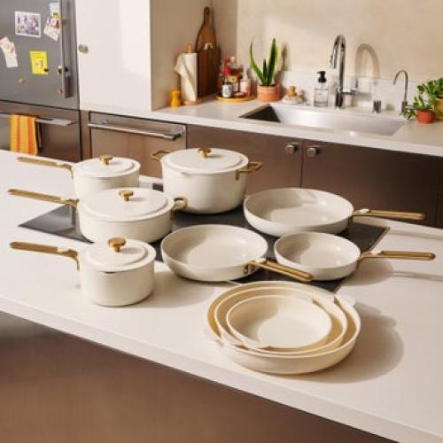 Our Place 14-piece Essentials Ceramic Nonstick Cookware Set‼️incomplete set color cream‼️