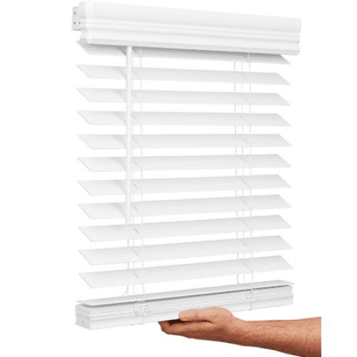 Lotus & Windoware Cordless 2 Faux Wood Room Darkening Horizontal Blind, 25 W x 60 L, Bright White, Smooth