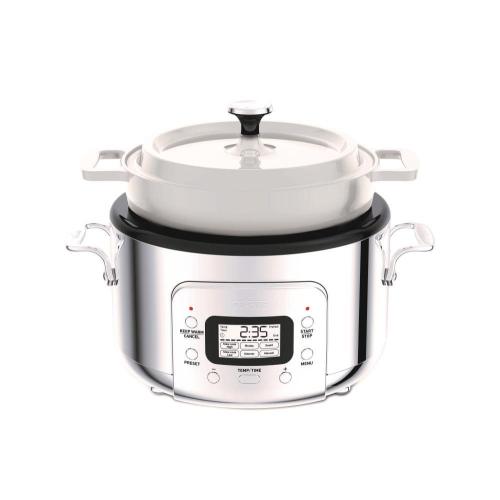 Stainless Steel 6-in-1 Digital Slow Cooker with Removable Cast Iron Pot 5 Quart❗MAY HAVE MISSING PIECES/NEEDS CLEANING❗