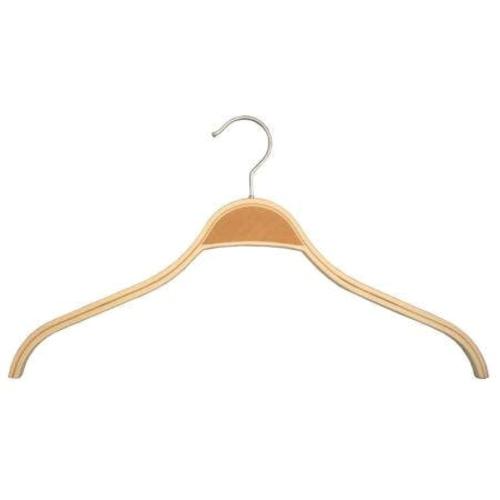 Wooden Shirt Hanger in Low Gloss Natural Bentwood with Chrome 5 count
