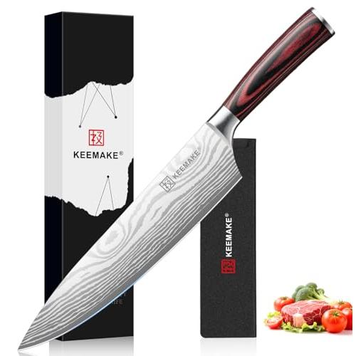 KEEMAKE 8 Chef Knife, Ultra Sharp Kitchen Knife with Ergonomic Handle