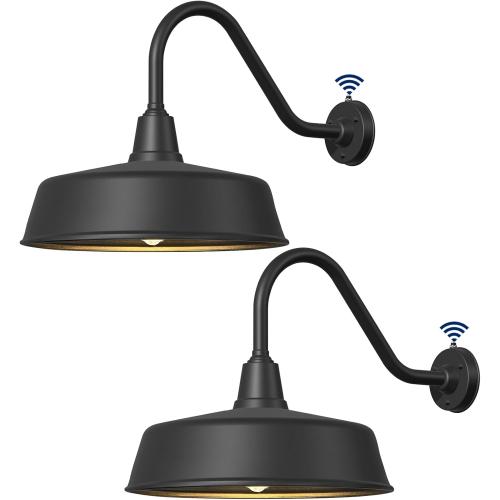 21 Large Outdoor Gooseneck Barn Lights Dusk to Dawn - Classic Farmhouse Light Fixtures with Extended Arms for Garage, Front Door, Porch Lights 2-Pack.