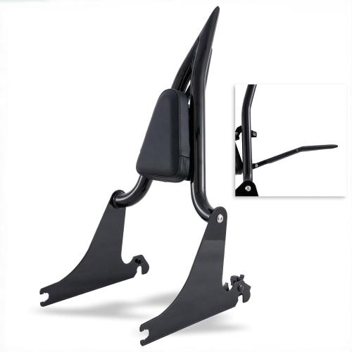Adjustable Holdfast Sissy Bar Luggage Rack Passenger Backrest with Lock Compatible with Harley Dyna Low Rider Street Bob Super Glide FXD FXDB FXDL FXDLS 2006-2017(Gloss Black)