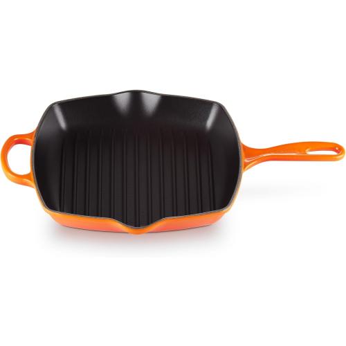Le Creuset Enameled Cast Iron Square Skillet Grill, 10.25, Flame