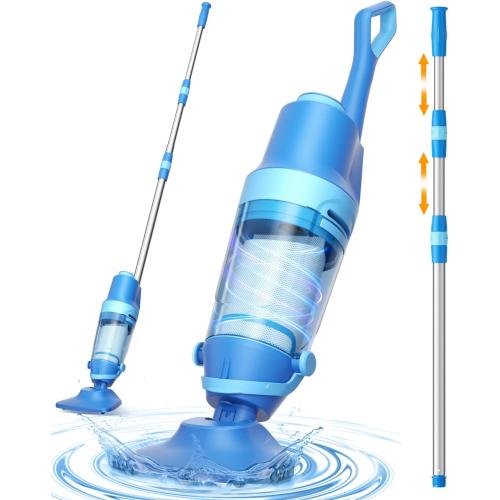 Cordless Pool Vacuum for Inground & Above Ground Pools: 23.8 GPM Powerful Stable Suction, Telescopic Pole up to 90.6, 60-Min Runtime, Extra-Large Filter & Rechargeable Pool Cleaner for Spas/Hot Tubs