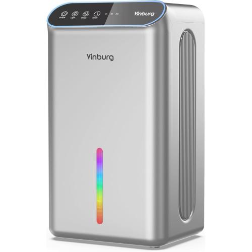 Dehumidifier for Basement (85 OZ, 800 sq ft) Quiet Dehumidifiers for Home, Auto Shut-Off, Sleep Mode, 3 Gear Timer(8H,16H,24H), Small Dehumidifier for Bedroom, Bathroom with Drain Hose(Silver Gray)