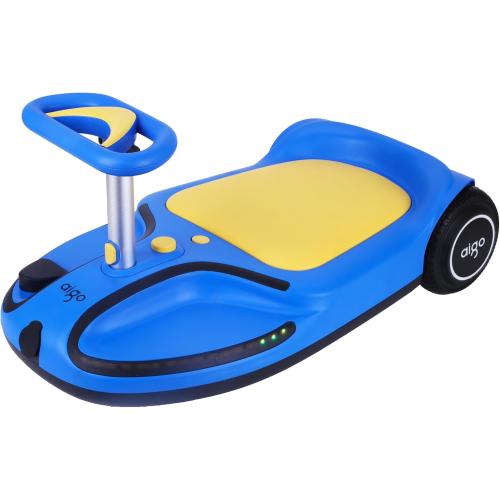 aigo Electric Wiggle Car - 21.6V Electric Car for Kids with Pedal and Pull Handle, 3 Speed Wiggle Car Ride On Toy, Swing Car with Rechargeable Battery, 100  Lights, Anti-Rollover for Ages 3  (Blue)