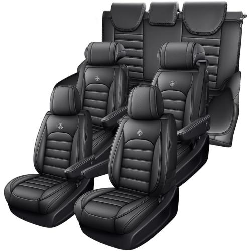 JOJ Custom Fit for Honda Odyssey Seat Covers Full Set 7-Seater Nappa Leather, Black Premium Seat Protectors for Odyssey 1997-2026, Airbag Compatible & Easy Installation