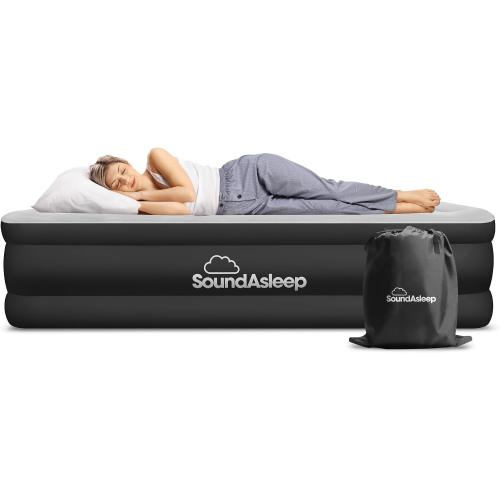 SoundAsleep Dream Series Raised Queen Air Mattress, Built-in Pump, Black