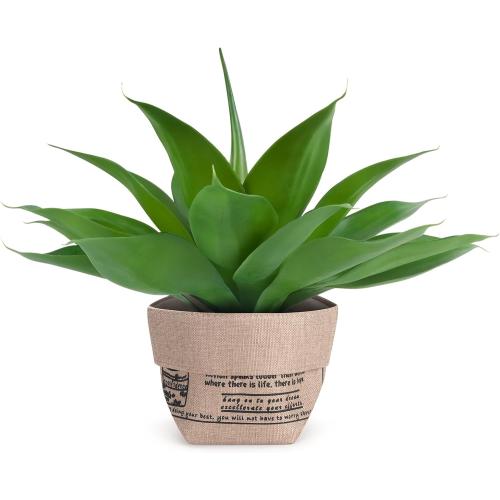 Size 15 Color Green Velener Fake Agave with Burlap Bag, Artificial Plant Outdoor Agave - Fake Plants for Indoor and Outdoor Decor(15 Inch)