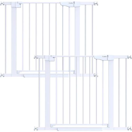 Cumbor 2 Pack 30-40.6 in Baby Gate for Stairs and Doorways, Dog Gate White | Mom's Choice Awards Winner, Double Lock, 2-Way Swing, Auto Close Child Gate for Toddler & Pets, Pressure or Hardware Mounted