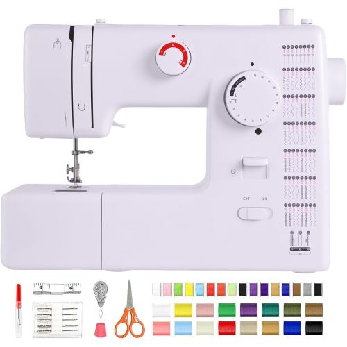 Multifunction Sewing Machine, 59 Stitches, Strong Motor, Full Metal Frame | Full metal frame with enhanced piercing power. Foot pedal, storage drawer & accessory kit for heavy-duty sewing & DIY