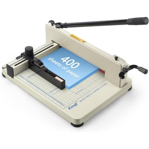 Ecraft Heavy Duty 12 Guillotine Paper Cutter - 400 Sheet Capacity,Solid Steel with HSS Blade,Industrial Commercial Trimmer for Office,School,Print Shop,Safety Lock & Clear Grids