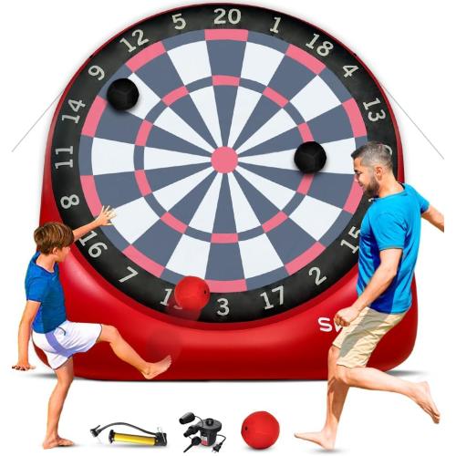 Swooc Games - Premium Inflatable Giant Kick Darts (15  Ways to Play) - Jumbo Soccer Dartboard with Air Pump - Big Carnival Games - Giant Outdoor Games - Oversized Dart Board Yard & Lawn Game