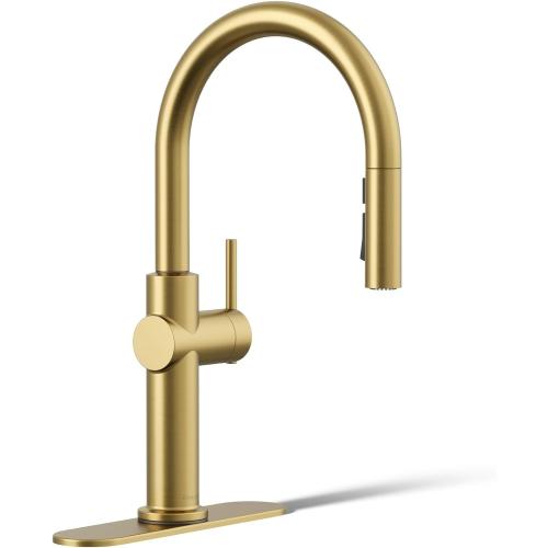 KOHLER 22972-2MB Crue Pull Down Kitchen Faucet, Pull-Down Sprayer, Vibrant Brushed Moderne Brass