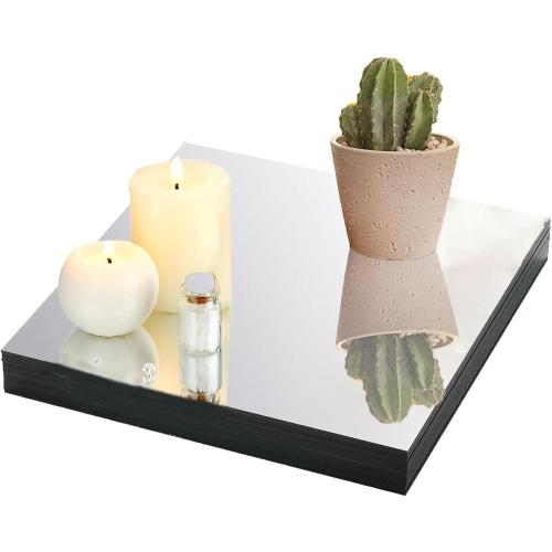 8 Square Mirror Centerpieces for Tables Decorations, 10 Pack Acrylic Square Mirror Tray Candle Plate 2mm Thickness Mirror Centerpiece Table Decorations for Wedding Decorations Party, Wall Decor