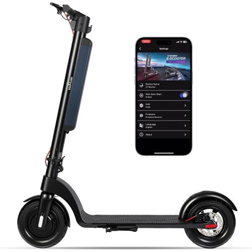 Electric Scooter Adults with Removable Battery, 20 Mph Max Speed E Scooter for Adults Powerful Motor, 28 Miles Long Range Foldable Escooter, 10’’ Pneumatic Tires, Dual Brake, App, X8 Scooter