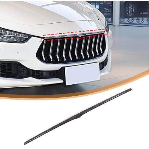 TOYCIDFG Car Front Grille Decor Cover Trim Compatible with Maserati Ghibli 2018-2024, Car Exterior Decoration Accessories (Carbon Fiber Pattern)