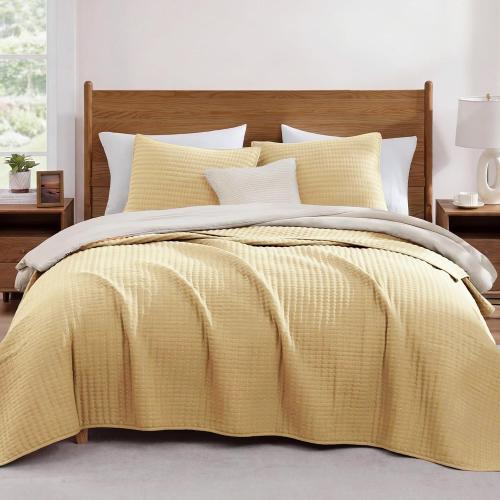 WRENSONGE Twin Quilt-Lightweight Bedspreads Yellow Twin Quilt Bedding Set