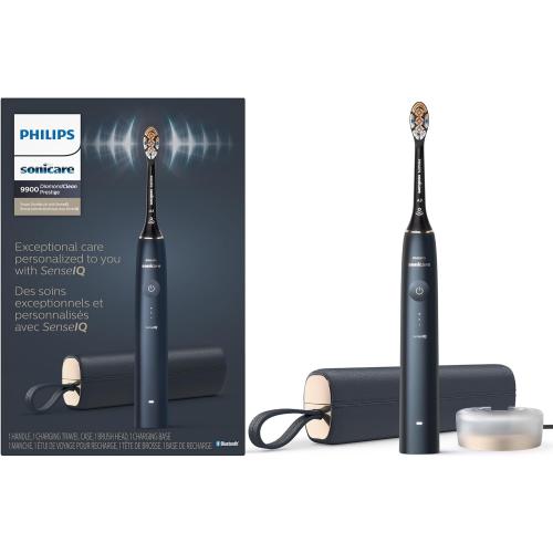 Philips Sonicare DiamondClean 9900 Prestige Electric Toothbrush - with SenseIQ Technology and Advanced AI App, 5 Brushing Modes, 3 Intensity Levels, Charging Travel Case,Midnight Blue, Model HX9990/12