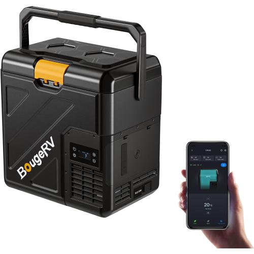 BougeRV 12V Refrigerator CRH20 21QT, -4~68°F, Portable Car Fridge Freezer | Electric Cooler, No Ice Needed, Portable Handle, Use as Fridge or Freezer, 12/24V DC, 110V AC, Outdoor Camping Travel RV