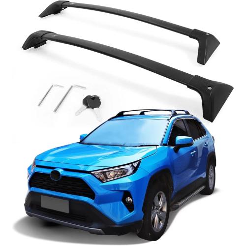 Autekcomma Roof Rack Cross Bars for Toyota RAV4 2019-2025 (Not Fit 2024 LE/Adventure/TRD Off-Road/Hybrid Woodland Edition). Anti-Theft Lock Mechanism Black Matte Aluminum Anti-Corrosion Crossbars
