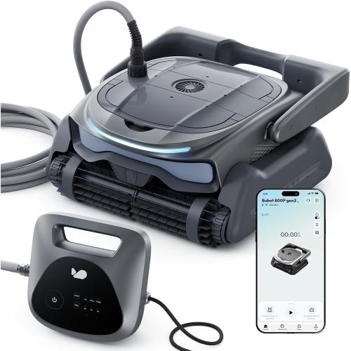 (2026 New) BUBLUE Bubot 800P Gen2 Robotic Pool Vacuum,Cleans Floor/Wall/Waterline/Shallow Area,Powerful Suction Pool Cleaner,Smart Navigation,App Control & Scheduling for Pools up to 1,076 Sq.Ft.Grey