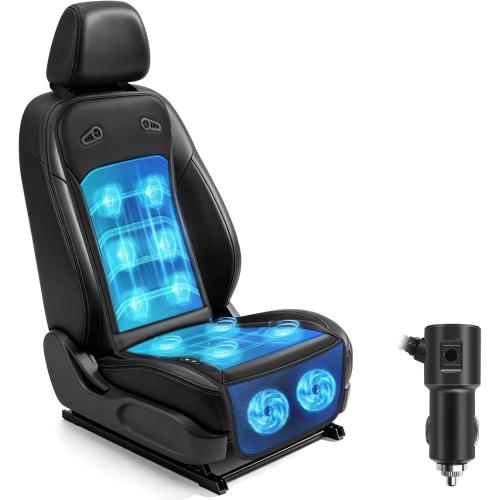 Cooling Car Seat Cover: 2-in-1 Car Seat Cushion with Massage & Ventilation, 12V/24V  & Comfortable (Black)