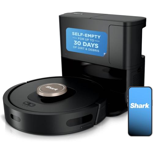 Shark AV2501AE AI Robot Vacuum with XL HEPA Self-Empty Base, Bagless, 60-Day Capacity, LIDAR Navigation, Perfect for Pet Hair, Compatible with Alexa, Wi-Fi Connected, Carpet & Hard Floor, Black