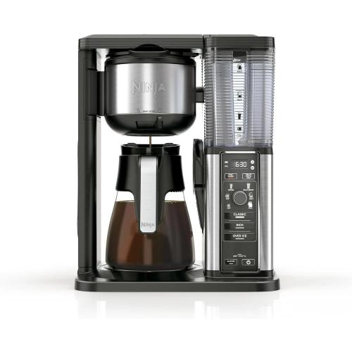 Ninja 10 Cup Drip Coffee Maker, Hot & Iced Coffee Machine, Stainless Steel, Glass Carafe, Programmable, with Advanced Brewing Technology for Iced Coffee, Single Serve and Brew Strength Options - CM300