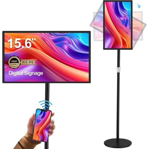 15.6 Digital Signage Display 10000 mAh Capacitive Touch Screen Advertising Display with Wireless Screen Mirroring, All in One LCD Screen HDMI-in with Android 11(2 32GB)