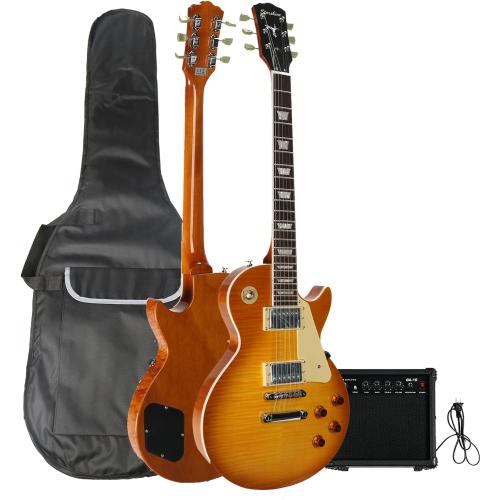 Starshine Electric Guitar, Flamed Maple Top Single Cutaway Guitar ABR-1 with Double Humbuckers Pickups, Trans Burst