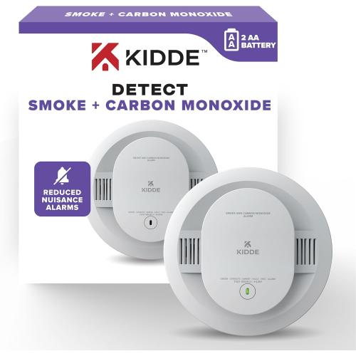 Kidde Smoke & Carbon Monoxide Detector, AA Battery Powered, Voice Alerts, LED Warning Light Indicators, 30CUDR-V