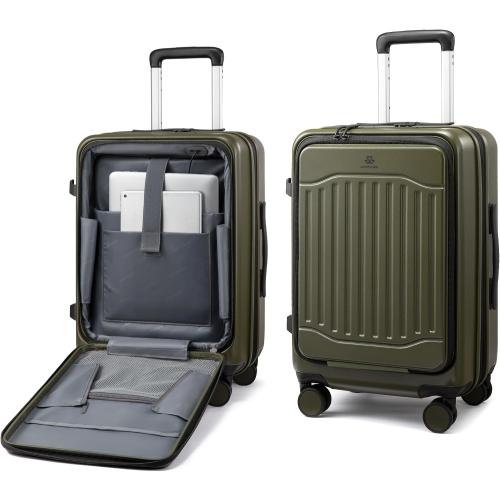 LOVEVOOK Carry On Luggage 22x14x9 Airline Approved, Expandable Hard Shell Suitcase with Spinner Wheels, USB Charging Port & Front Pocket, PC Hardside Rolling Luggage with TSA Lock for Travel