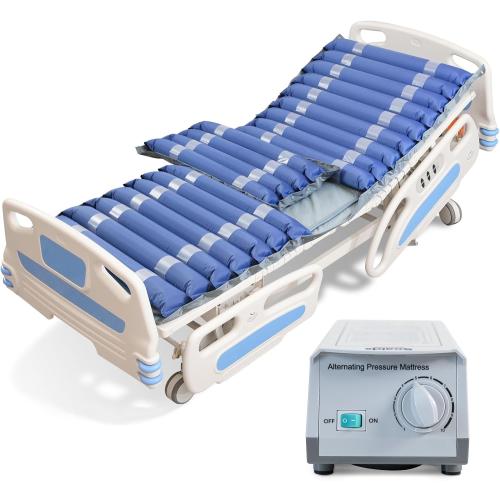‼️could be missing items ‼️Medical Alternating Pressure Relief Air Mattress Topper for Bedsore | Quiet Pump, Movable Door, Durable Twin Pad for Bedridden Patients in Long-Term, Home & Hospital