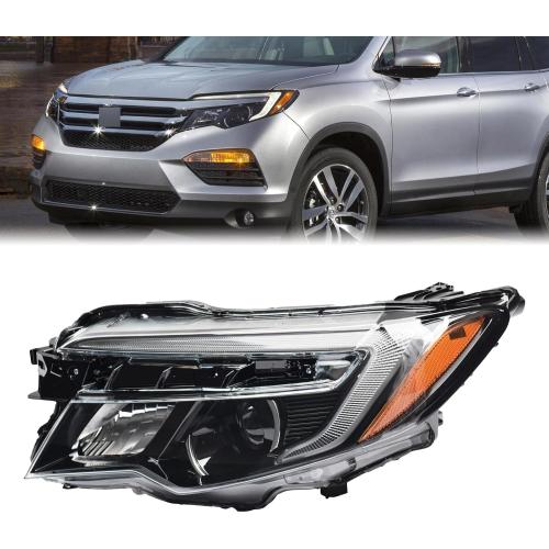 LED Headlight Assembly w/DRL For 2016-2021 Honda Pilot 2017-2021 Ridgeline LED Low Beam & Halogen High Beam (Driver Left Side)