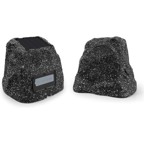 STUDIOFINIX 8 Rock Speakers Outdoor Waterproof - 5.3 Bluetooth Wireless Speaker Solar Powered Max Peak 240W for Garden,Patio,Deck,Pool,Backyard (Gray 1 Pair)