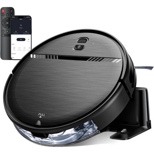 BR151Robot Vacuum and Mop Combo, 2300Pa Strong Suction, 2-in-1 Dust Box and Water Tank, Works with Alexa/Google Assistant, Long Runtime, Schedule, Quiet, Ideal for Hard Floors, Low-Pile Carpets and Pets
