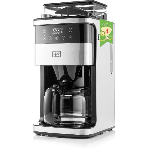 Melitta® Aroma Fresh™ Plus 10-Cup Coffee Maker with Built in Burr Grinder | Automatic Drip, Grind & Brew, 5-Pack Coffee Filters Included