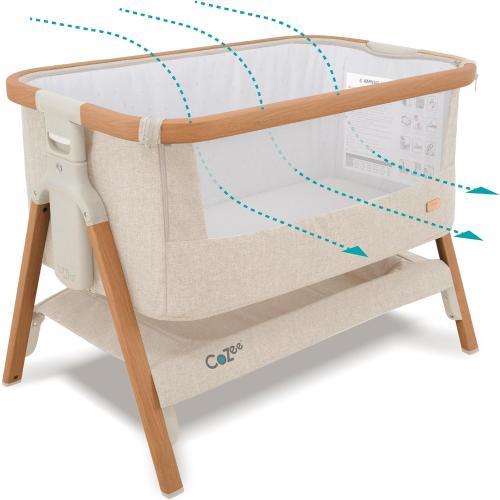 Tutti Bambini CoZee® 2-in-1 Baby Bassinet & Bedside Sleeper - Fast-Folding Bedside Bassinet, Baby Crib with 6 Mattress Heights & Breathable Mesh Window, Mattress Included, 0-6 Months (Walnut & Ecru)‼️light use‼️