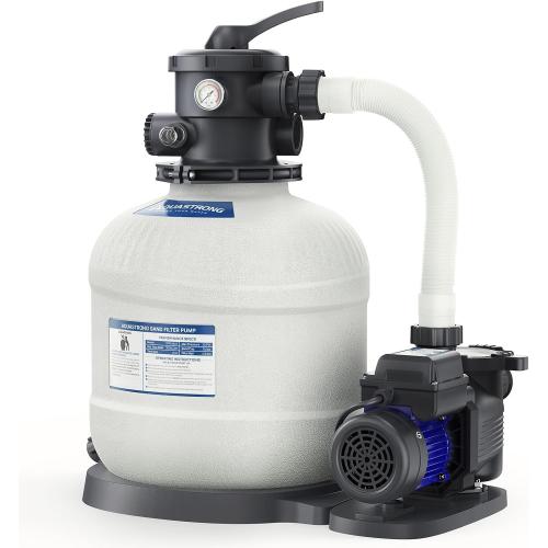 AQUASTRONG 16in Sand Filter Pump for Above Ground Pool with Timer, 3/4 HP Pool Pumps Above Ground 3800 GPH for Pools up to 16000 GAL, Pool Filter with 6-Way Valve, Improved Circulation and Filtration‼️main hardware in box maybe missing smaller pieces ‼️