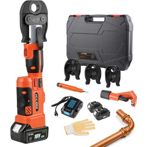 HZLZRZ Pro Press Tool with 1/2, 3/4, 1Pro Press Copper Crimper Tool with 12-Ton Hydraulic Power, Apply US Standard Copper Pipe or Stainless Steel Tube, Suitable for Plumber