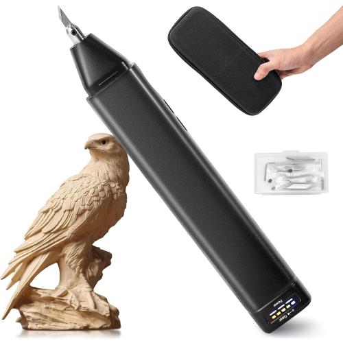 Bonvoisin Ultrasonic Cutter Knife Crodless Handheld 30W 40KHz with Rechargeable Battery, 50 Replacement Blades for Plastic, Acrylic, Carbon Fiber Sheets, Thin Circuit Boards, 3D Printed Models