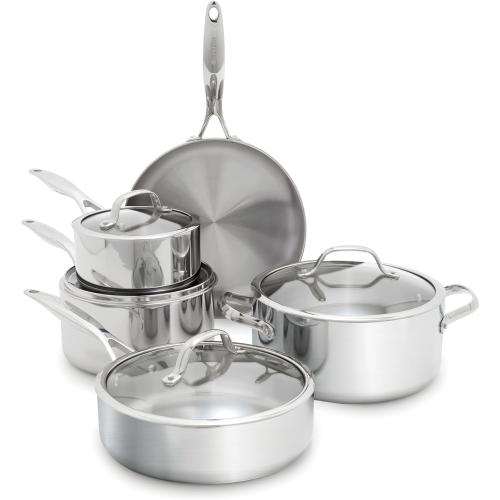 GreenPan Valencia Pro Tri-Ply Stainless Steel 9 Piece Cookware Set, Induction Ready Pots & Pans, Mirror Finish, Dishwasher & Oven/Broiler Safe to 600F, Compatible with All Cooktops‼️light dirt‼️