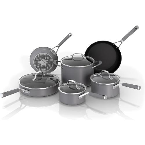 Ninja Pots and Pans Set Non Stick | Comfort Grip 10-Piece Cookware Set with NeverStick | Frying Pan, Sauce Pan With Lid, Stock Pot with Lid, Nonstick, Dishwasher Safe, Oven Safe to 400°F, CW69010‼️Light dirt‼️