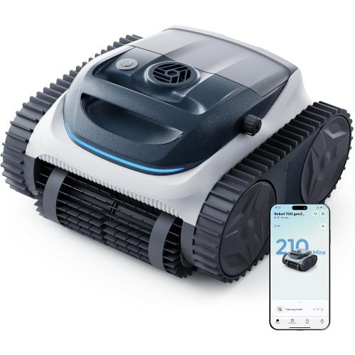 (2026 New) Bubot 700 Pool Vacuum for Inground Pools, Cordless Robotic Pool Cleaner for Above Ground Pools with 210-Min Runtime, Triple Motors, APP Control, Floor/Wall/Waterline Cleaning, Dark Grey