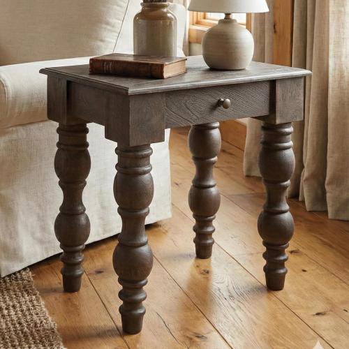 Casartis Living James French Country Side Table with Drawer (Coffee Brown)